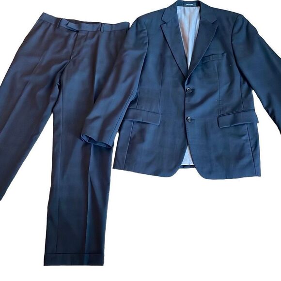 EUC Hugo Boss Black Micro Plaid Suit - Size 40 R - Picture 1 of 14